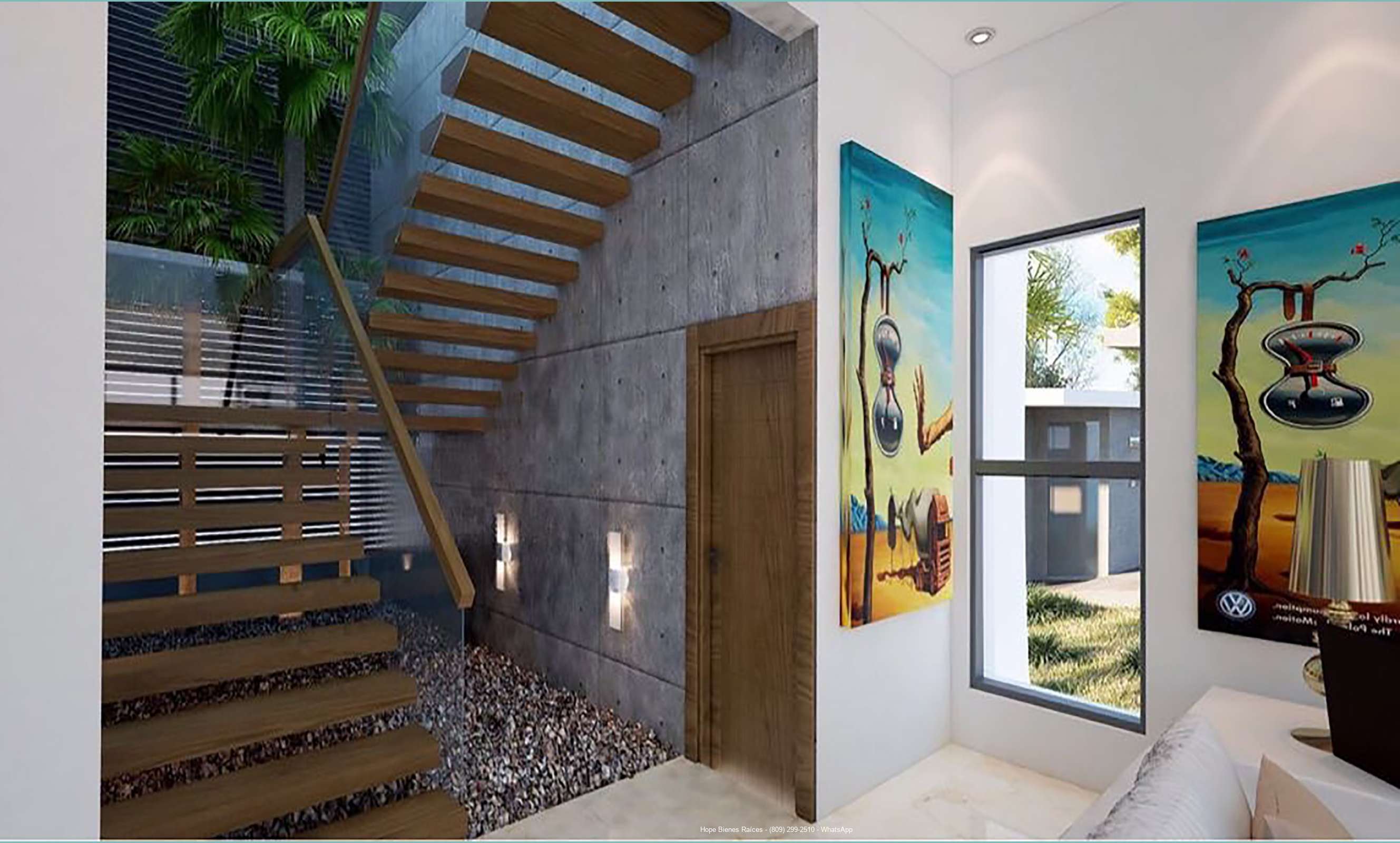 Escaleras y entrada al medio baño