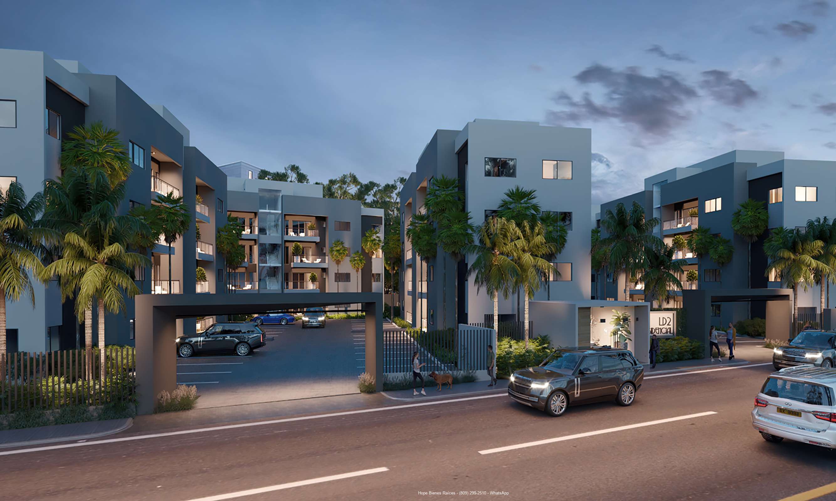 Entrada residencial noche